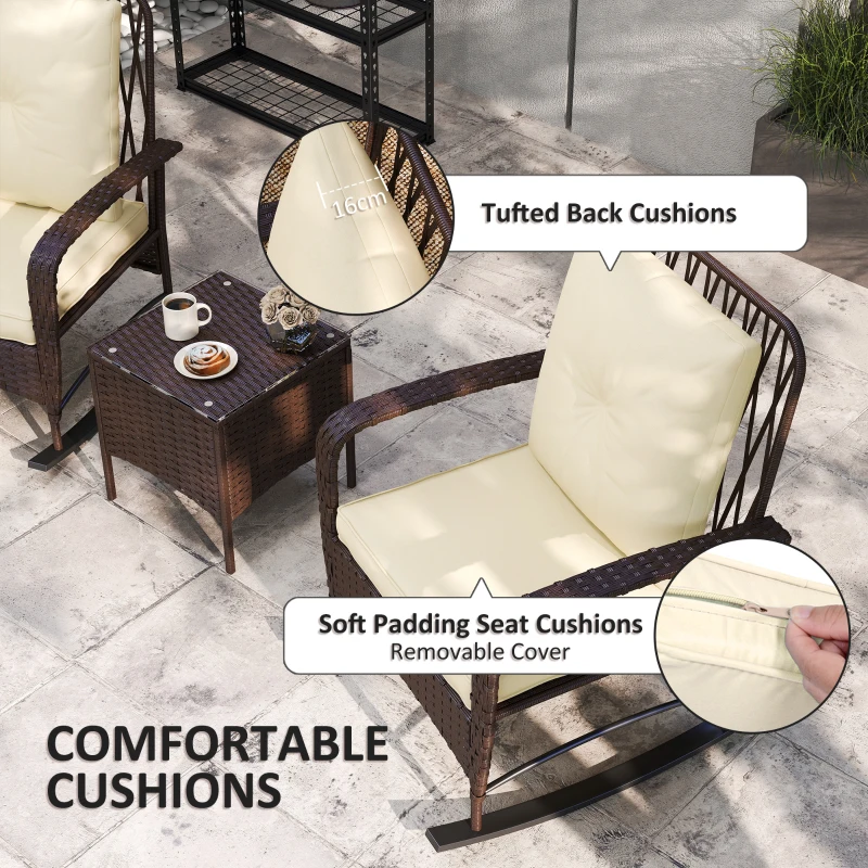 Best Three-Piece Rocking Chair Rattan Bistro Set - Brown - Image 6