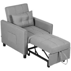 Best Linen-Look Single Chair Bed - Light Grey