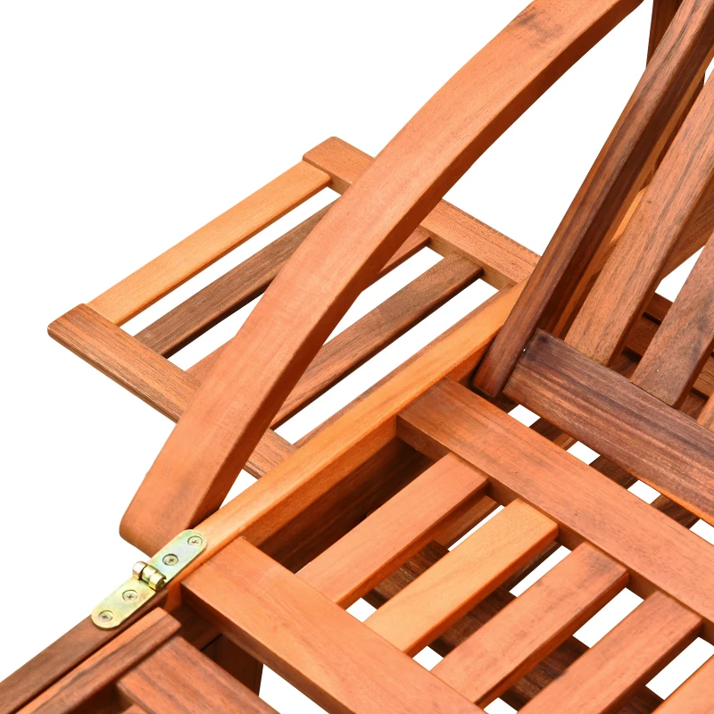 Best Outdoor Garden Patio Wooden Sun Lounger Foldable Recliner Deck Chair Day Bed Furniture with Wheels - Image 7