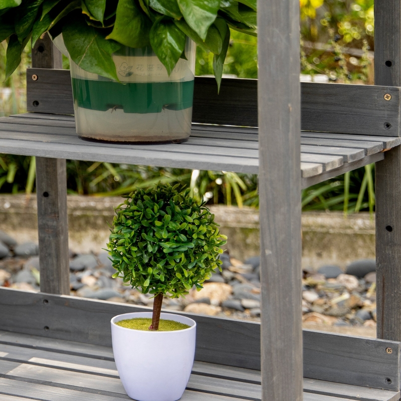 Best Garden Potting Table, Wooden Workstation Bench w/ Galvanized Metal Tabletop, Drawer, Storage Shelves and Hooks for Patios, Courtyards, Balcony - Image 10