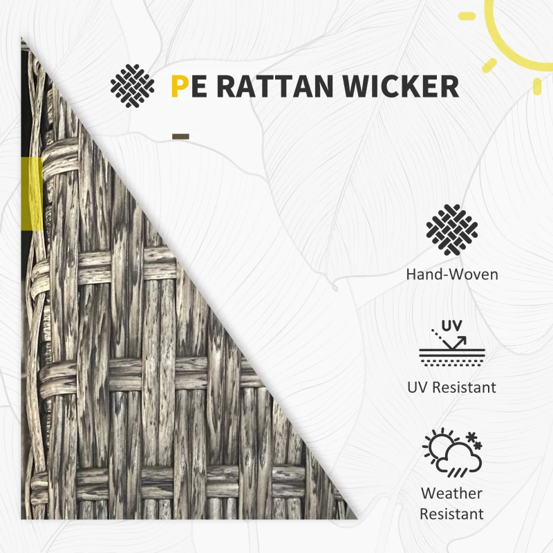 Best 5-Piece Rattan Patio Furniture Set with Corner Sofa, Footstools, Coffee Table, for Poolside, Dark Grey - Image 5