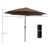 Best 3(m) Tilting Parasol Garden Umbrellas, Outdoor Sun Shade with 8 Ribs, Tilt and Crank Handle for Balcony, Bench, Garden, Coffee - Image 3