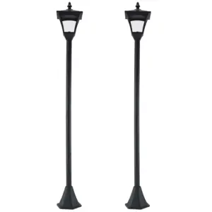 Best Set of 2 Outdoor Garden Solar Post Lamp Sensor Dimmable LED Lantern Bollard IP44 Energy-saving 1.2M Tall, Black