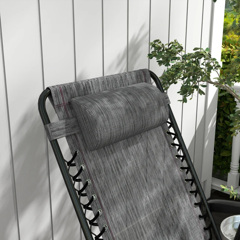 Best Folding Rocking Chair Outdoor Portable Zero Gravity Chair w/ Headrest Grey - Image 7