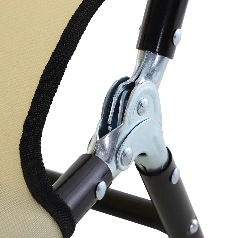 Best 2 Piece Foldable Sun Loungers with 5-Position Adjustable Backrest, Outdoor Portable Recliner Chaise Lounge Chairs with Breathable Mesh Fabric, Beige - Image 7