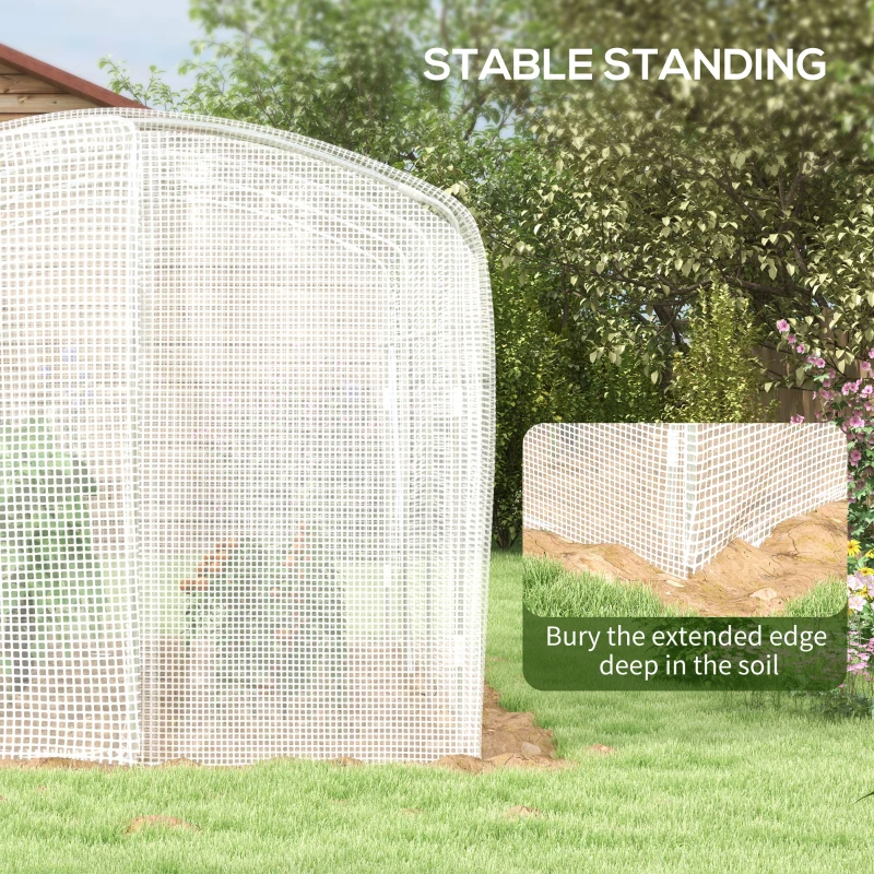 Best Polytunnel Greenhouse Walk-in Grow House with UV-resistant PE Cover, Door and Galvanised Steel Frame, 2 x 2 x 2m, White - Image 6