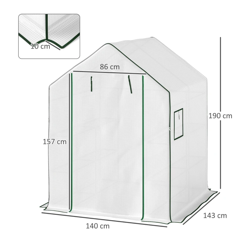 Best 143 x 140cm Walk-In Greenhouse, with Accessories - White - Image 3