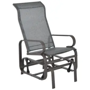 Best Outdoor Gliding Rocking Chair with Sturdy Metal Frame Garden Comfortable Swing Chair, Grey & Brown