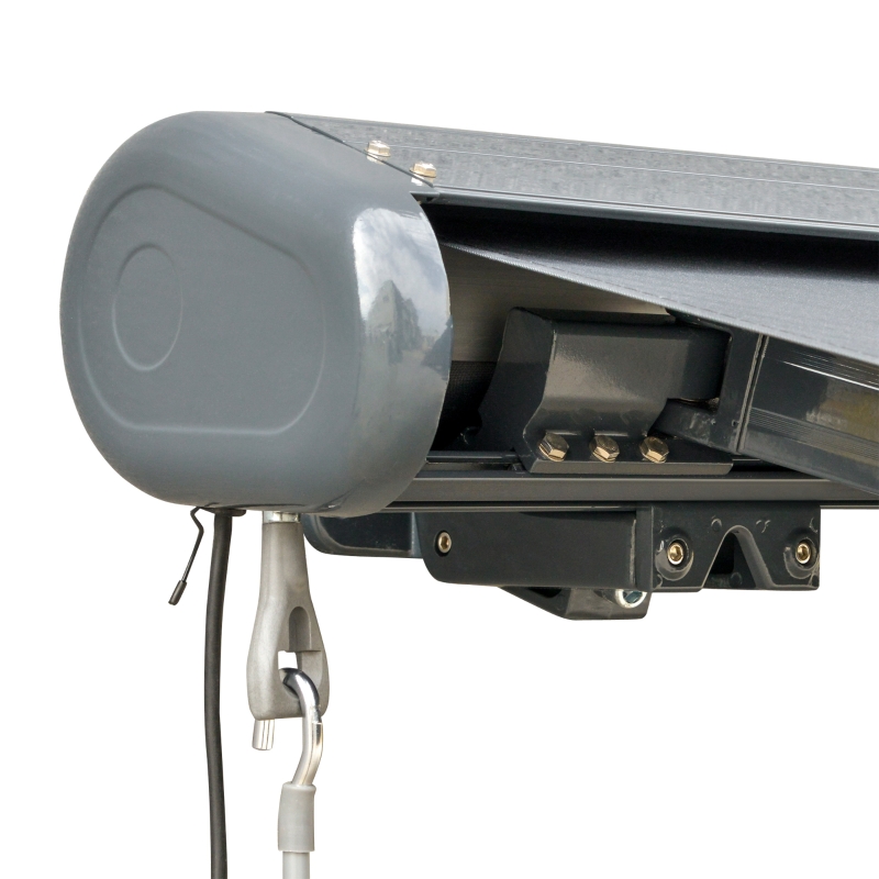 Best 3.5x3m LED Light Full Cassette Case Electric/Manual Awning Door Window Sun Shade Patio Canopy Retractable w/ Remote Grey - Image 9