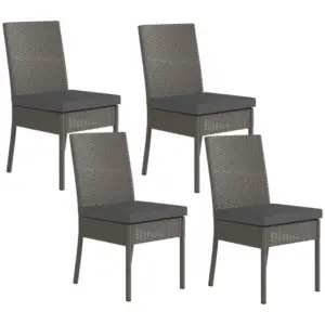 Best Set of Four Armless Rattan Garden Chairs - Dark Grey