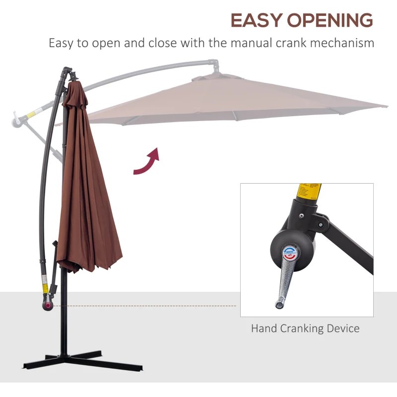 Best Φ3m Hanging Umbrella Parasol-Coffee - Image 4