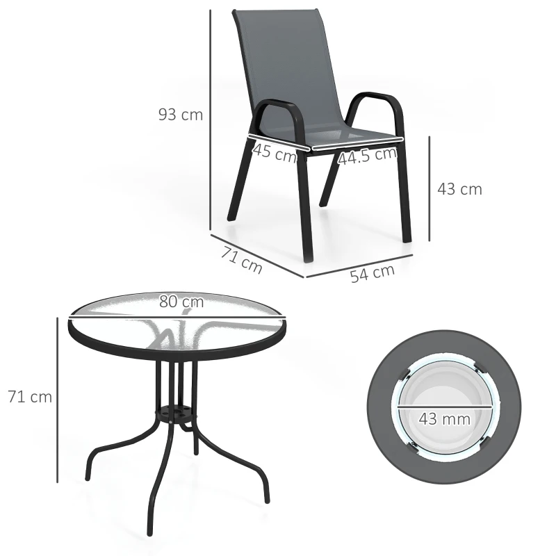 Best Five-Piece Steel Patio Set, with Glass-Top Table - Dark Grey - Image 3