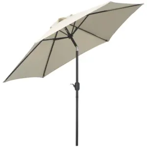 Best2.6M Garden Parasol Umbrella with Tilt and Crank, Outdoor Sun Parasol Sunshade Shelter with Aluminium Frame, Cream White