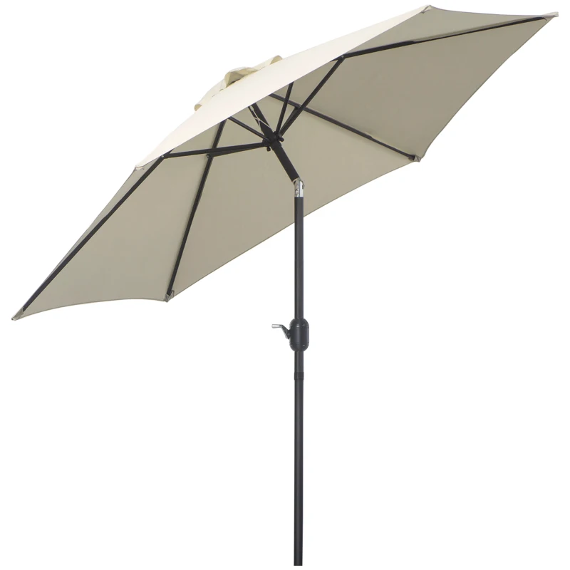 Best2.6M Garden Parasol Umbrella with Tilt and Crank, Outdoor Sun Parasol Sunshade Shelter with Aluminium Frame, Cream White