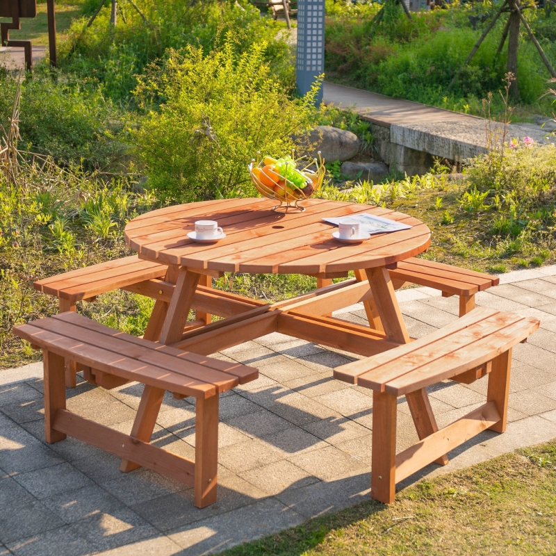 Best 8-Seater Wooden Picnic Set-Fir Wood - Image 11