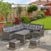 Best 8 Seater Patio wicker Sofa Set ,Outdoor Couch with Table & Cushions, Grey - Image 11