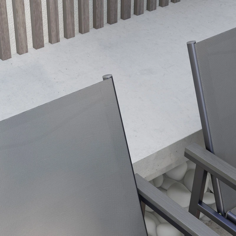 Best Seven-Piece Metal Dining Set, with Glass-Top Table - Grey - Image 8