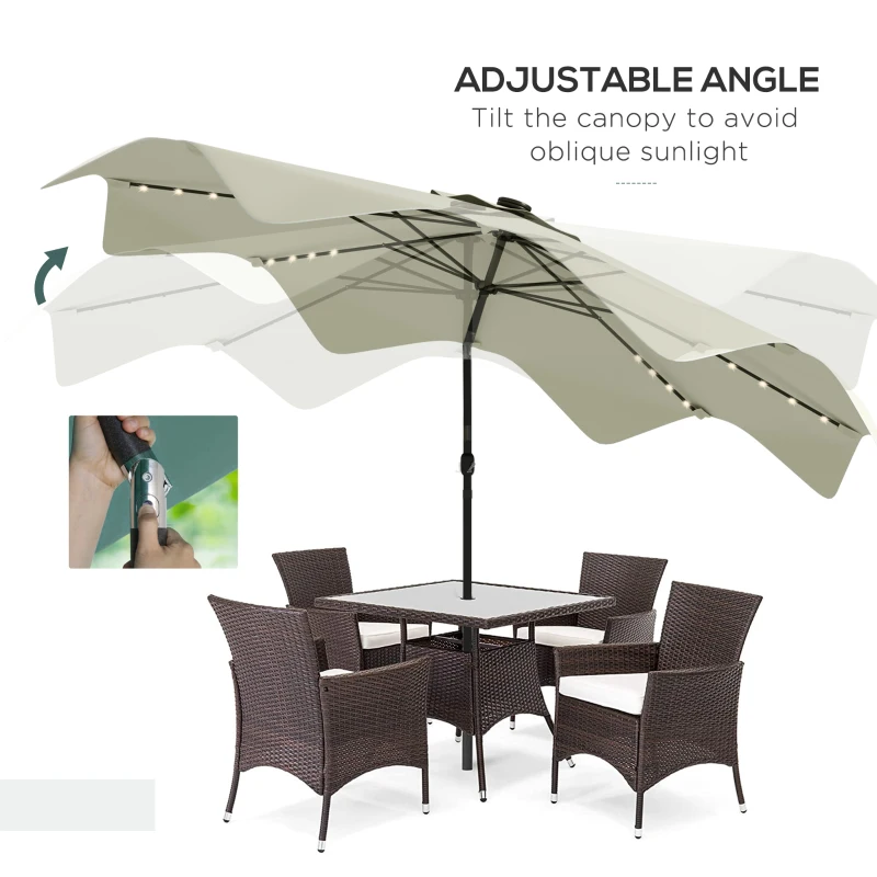Best Solar Patio Umbrella with LED and Tilt, Outdoor Market Table Umbrella Parasol with Crank, 3 x 3 (m), Cream White - Image 5