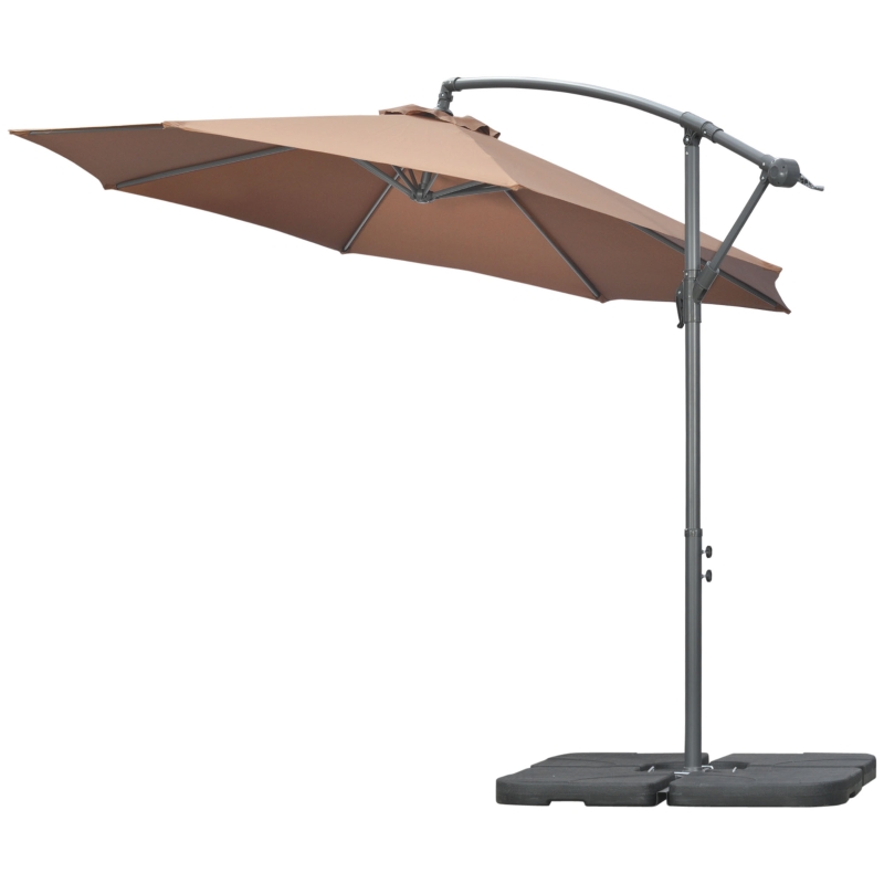 Best 3(m) Garden Banana Parasol Cantilever Umbrella with Crank Handle, Cross Base, Weights and Cover for Outdoor, Hanging Sun Shade, Coffee - Image 11