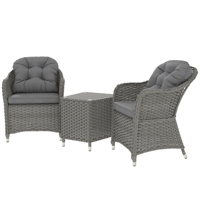 Best Three-Piece Super Padded Rattan Set - Light Grey - Image 11
