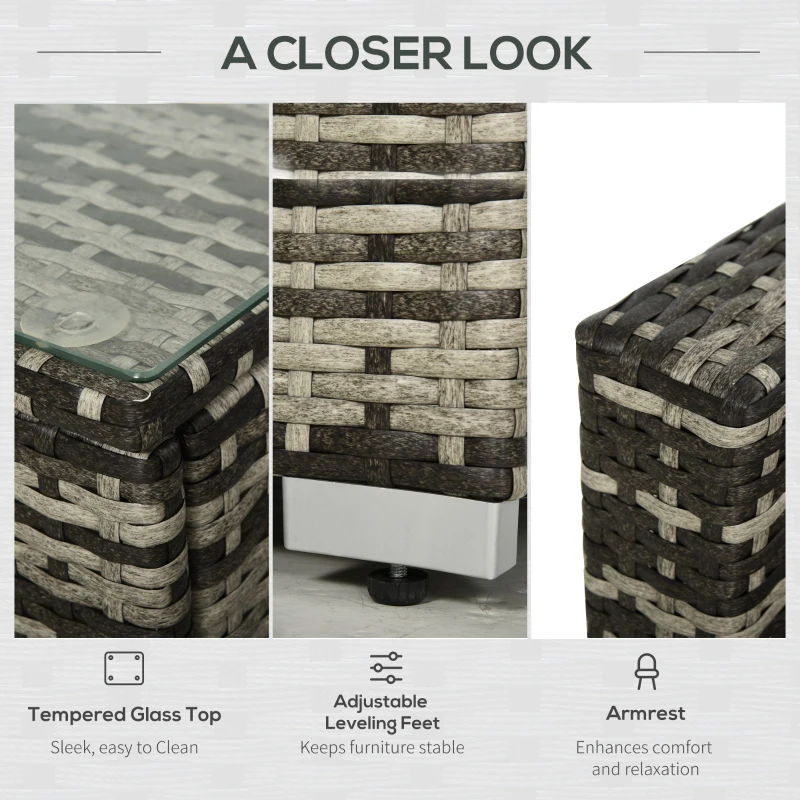 Best 4-Seater Rattan Sofa Set Wicker Sectional Furniture Cushion Grey Garden - Image 6