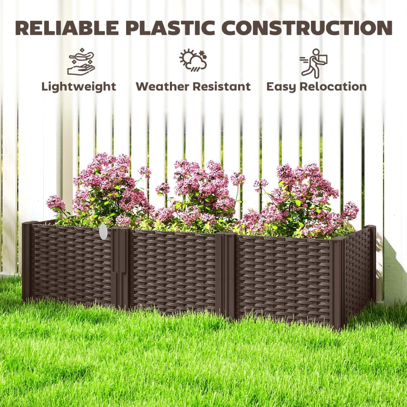 Best Plastic Raised Garden Bed, Modular Planter Box Kit, Garden Fence Edging Border for Flowers, Vegetables, Herbs, Brown - Image 5