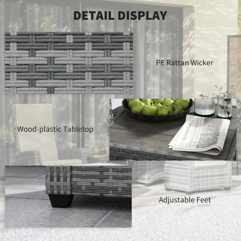 Best 5-Piece Rattan Garden Furniture Set with Cushions - Grey - Image 7