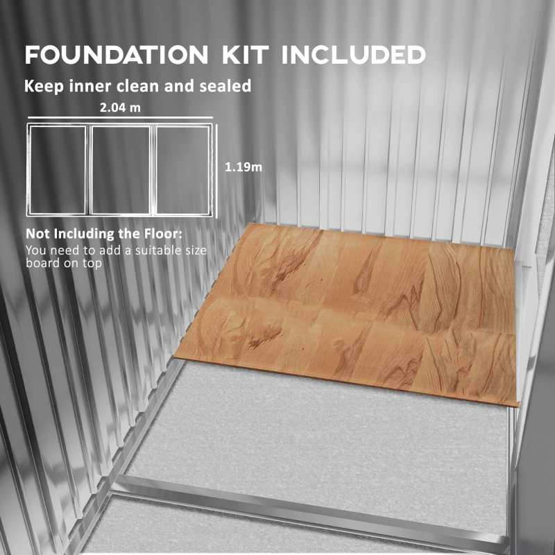 Best 7 x 4ft Metal Garden Storage Shed with Vents, Floor Foundation Kit and Lockable Double Doors, Light Brown - Image 7