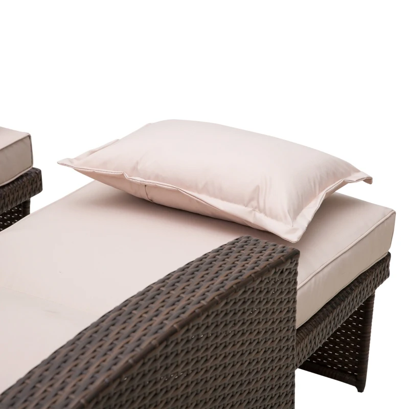 Best 2-Seater Rattan Sofa Lounger Set-Brown - Image 7