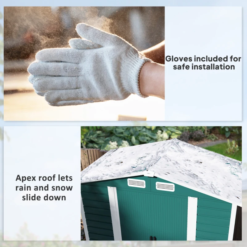 Best 7 x 4ft Garden Shed, Easy to Assemble, Upgraded Galvanised Steel Frame with Foundation Kit, Double Doors with Lock, Outdoor Metal Shed with Vents and Gloves, Garden Storage Shed, Green - Image 7