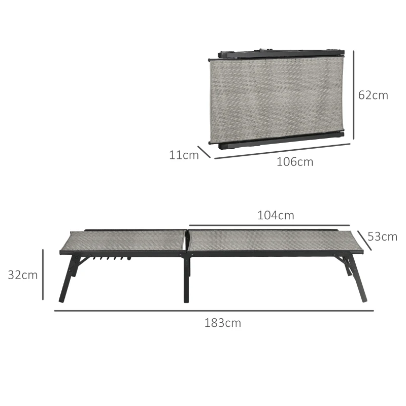 Best Foldable Outdoor PE Rattan Sun Lounger Set of 2, Patio Wicker Recliners Lounge Chair w/ 5-Level Adjustable Backrest, for Poolside, Garden, Mixed Grey - Image 3