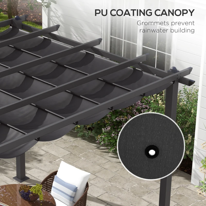 Best 3 x 3m Aluminium Pergola, with Retractable Roof - Dark Grey - Image 5