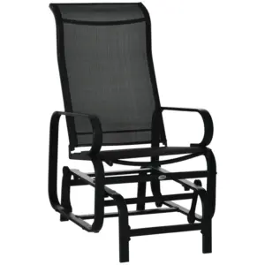 Best Outdoor Gliding Rocking Chair with Sturdy Metal Frame Garden Comfortable Swing Chair, Black
