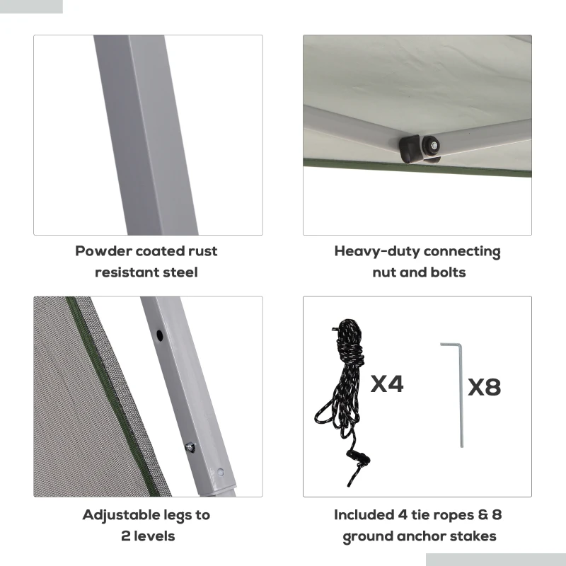Best Outdoor Garden Pop-up Gazebo Canopy Tent Sun Shade Event Shelter Folding with Adjustable Height, Mesh Screen Side Walls 3.5 M × 3.5 M Base / 3 M × 3 M Top, Green - Image 6