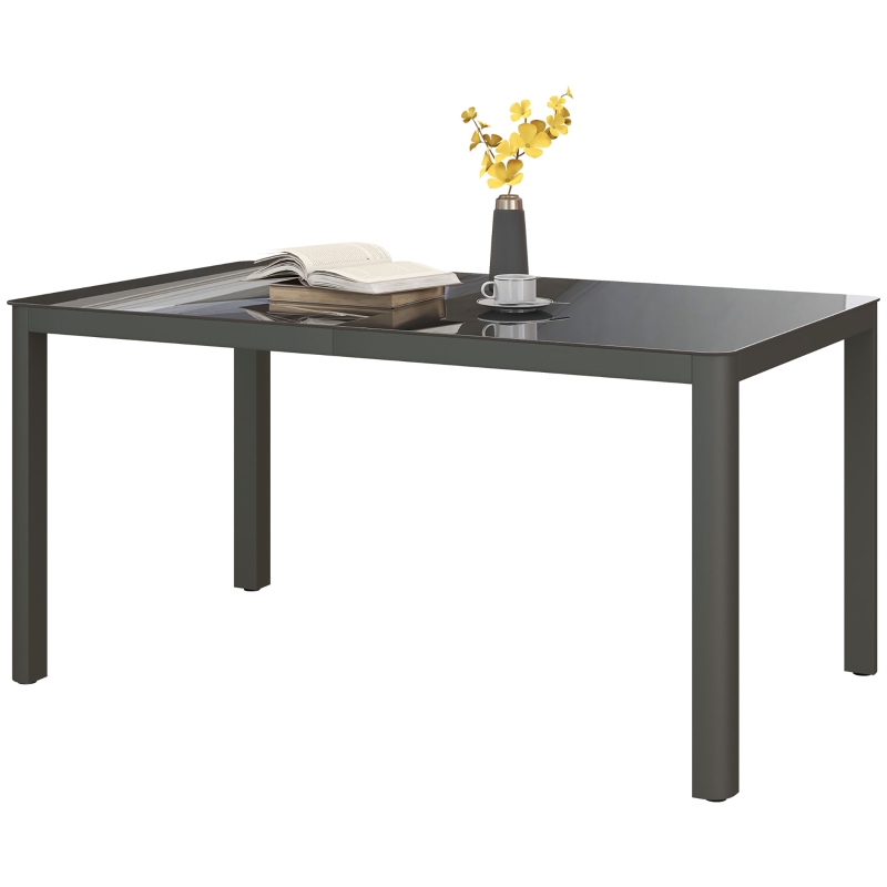 Best 150cm x 88cm Aluminium Table, with Glass Tabletop - Grey - Image 11