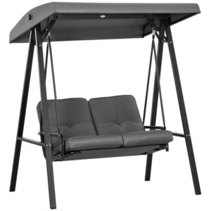 Best Two-Seater Garden Swing Bench, with Adjustable Canopy - Dark Grey