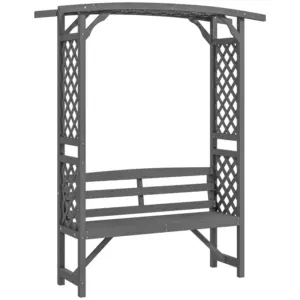 Best Garden Bench, Wooden Garden Arbour with Seat for Vines/Climbing Plants, Grey
