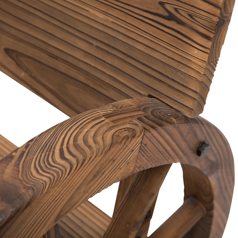 Best Fir Wood 2-Seater Outdoor Garden Wagon Wheel Bench - Image 11