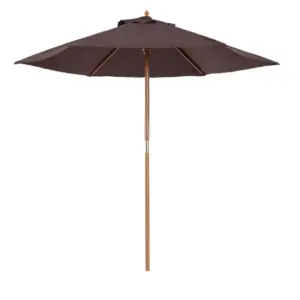 Best 2.5m Wood Garden Parasol Sun Shade Patio Outdoor Wooden Umbrella Canopy Coffee