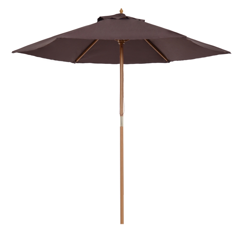 Best 2.5m Wood Garden Parasol Sun Shade Patio Outdoor Wooden Umbrella Canopy Coffee