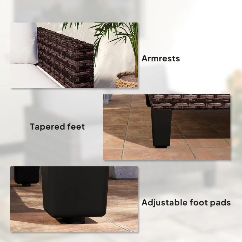 Best Two-Seater Rattan Outdoor Sofa - Brown - Image 7