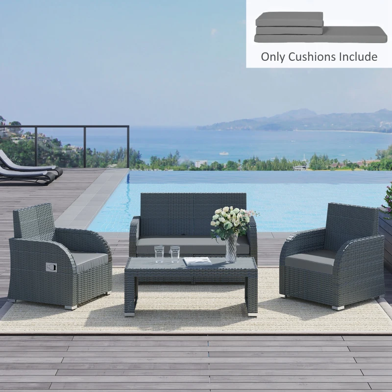 Best Outdoor Seat Cushion Pads for Rattan Furniture, 3 PCs Garden Furniture Cushions, Dark Grey - Image 2