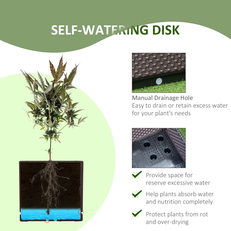 Best 50cm x 50cm x 46.5cm Set of 2 41L Plastic Raised Garden Bed, Planter Box, Flower Vegetables Planting Container with Self-Watering Design and Drainage Holes for Patio Balcony - Image 4