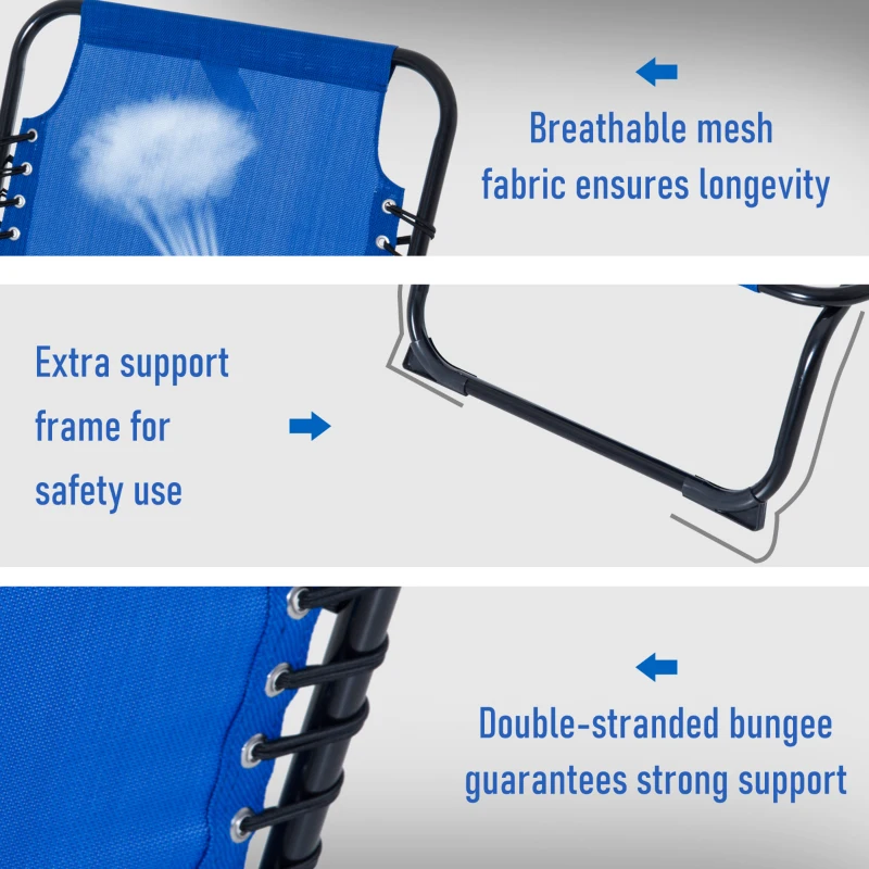 Best Foldable Sun Lounger, Outdoor 4 Level Adjustable Backrest Reclining Chaise Chair, Steel Frame Recliner Chair for Camping, Hiking, Navy Blue - Image 6