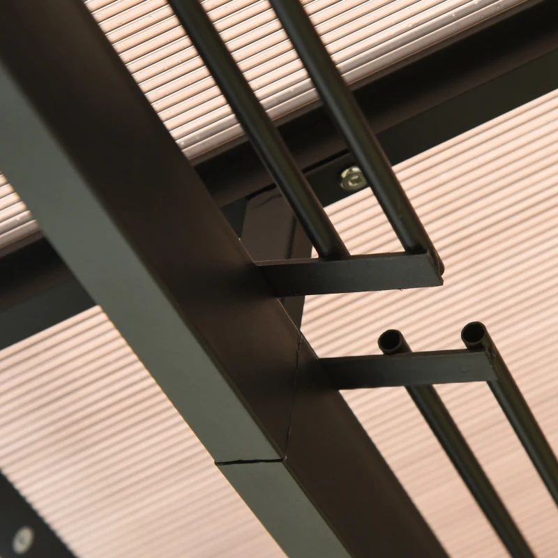 Best 3 x 4m Hardtop Gazebo Canopy with Polycarbonate Roof, Aluminium Frame, Permanent Pavilion Garden Gazebo with Netting and Curtains - Grey - Image 8