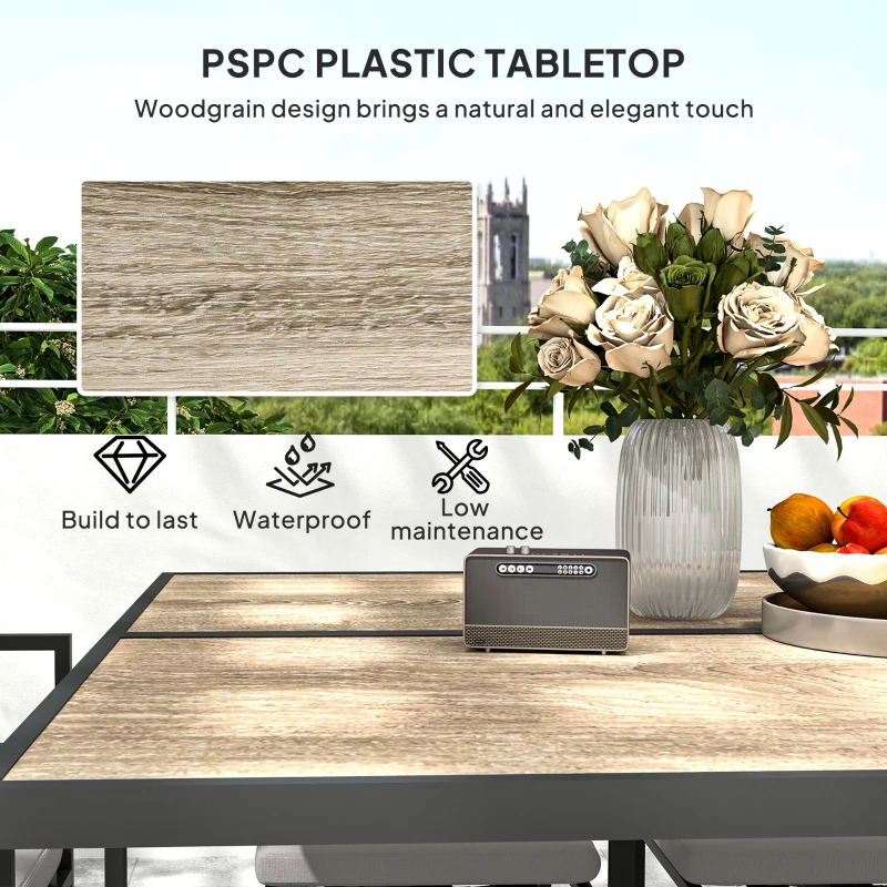 Best Nine-Piece Steel Frame Garden Dining Set - Grey - Image 6