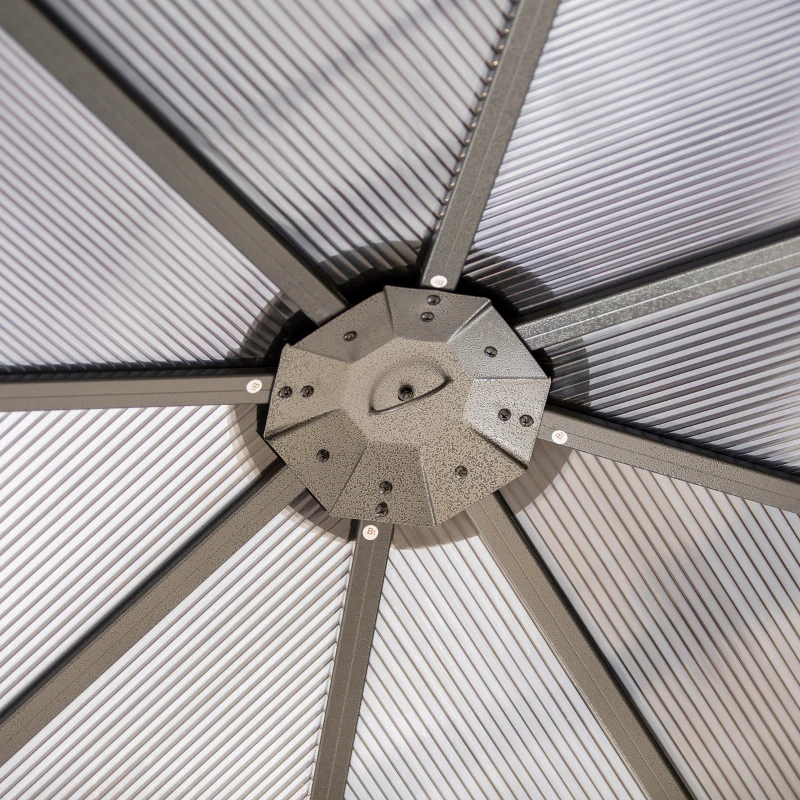 Best 3 x 3(m) Hardtop Gazebo Canopy with Polycarbonate Roof, Permanent Pavilion Garden Gazebo with Curtains for Patio, Deck, Grey - Image 7