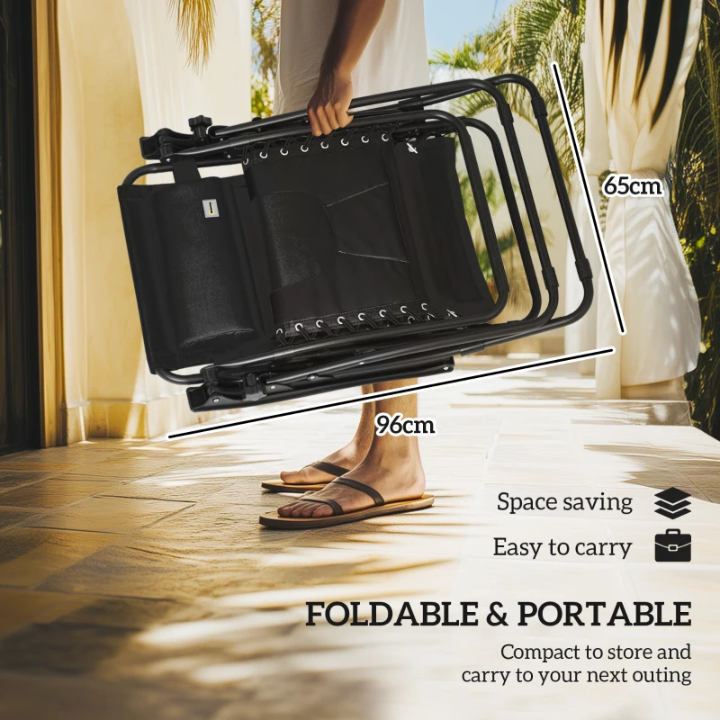 Best Zero Gravity Lounger Chair Set of 2, Folding Reclining Patio Chair with Shade Cover, Padded Seat, Cup Holder, Soft Cushion and Headrest for Poolside, Camping, Black - Image 7