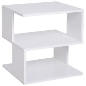 Best Side Table Square Coffee Table Modern End Table with 2 Tier Storage Shelves for Living Room, Bedroom, White