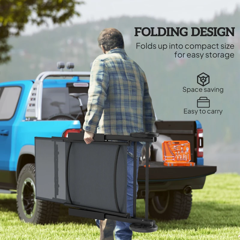 Best Folding Sun Lounger with Wheels, 5-Position Adjustable Garden Chaise Lounge Sunbed with Armrests, Metal Frame Outdoor Portable Reclining Chair for Beach, Porch, Grey - Image 7